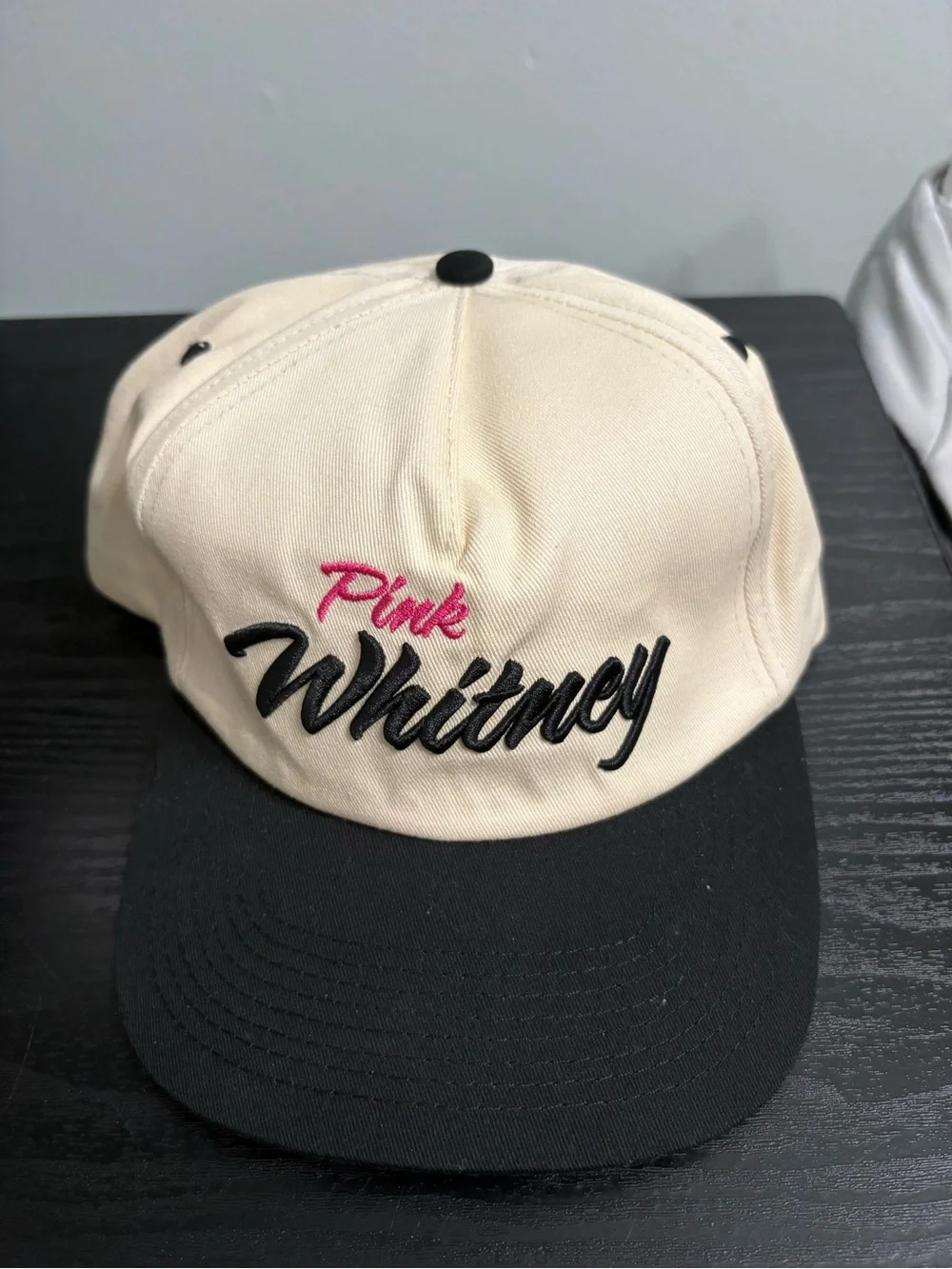 Barstool Sports Pink Whitney - Cream & Black SnapBack Hat